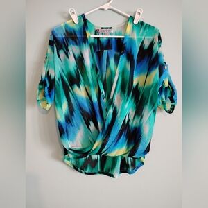 Vibrant Blue and Green Women's Top